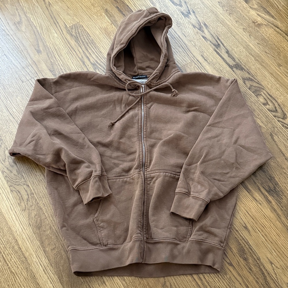 Brandy Melville - oversized brown Zip-Up Hoodie